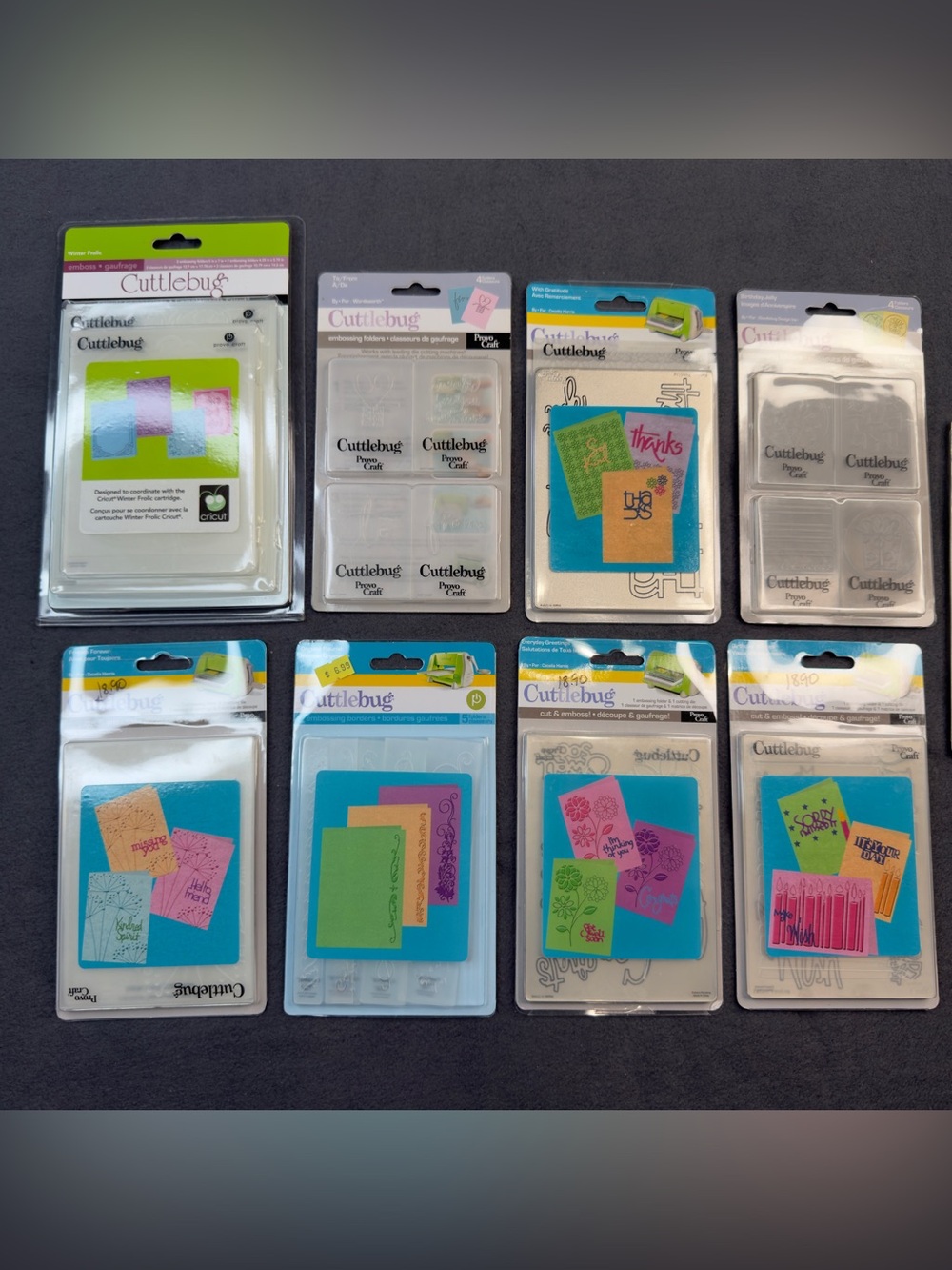 HUGE Cricut Cuttlebug Embossing Folders & Cutting Dies Lot 9 Bundle Multi Theme